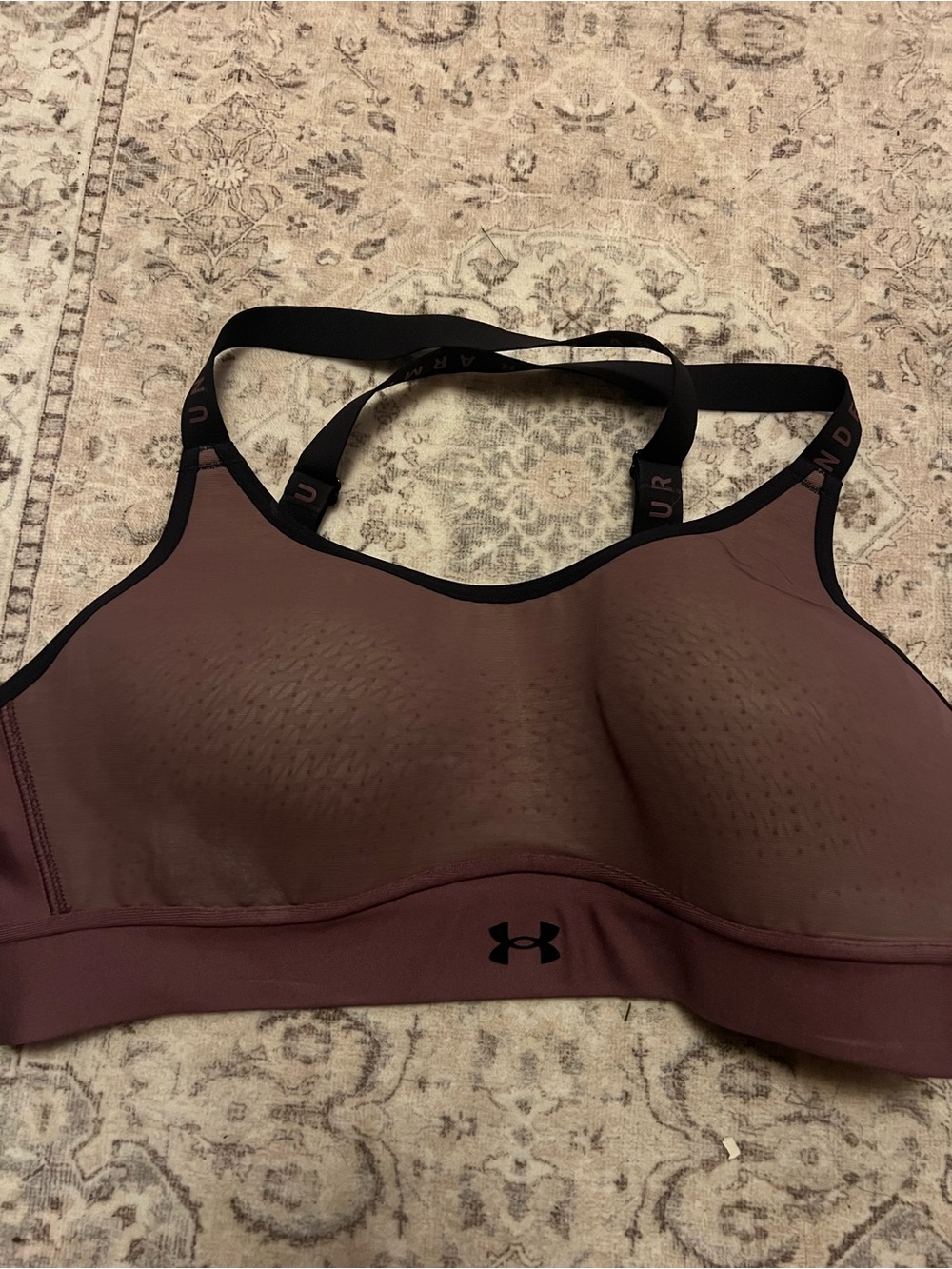 Under Armour Mauve/Burgundy High Support Sports Bra with Black Trim